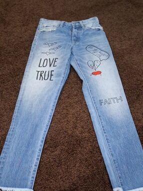 Very Cool Women's PRPS "AMX High Waist Boyfriend" Jeans With Color Detail/Mottos